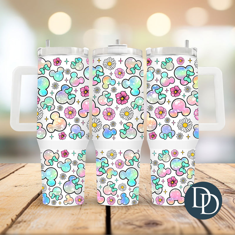 Floral Mouse Heads *UV DTF 40oz Tumbler Wrap*