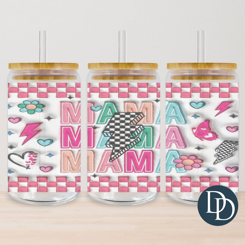 3D Checkered Mama Tumbler Print *Sublimation Print Transfer*