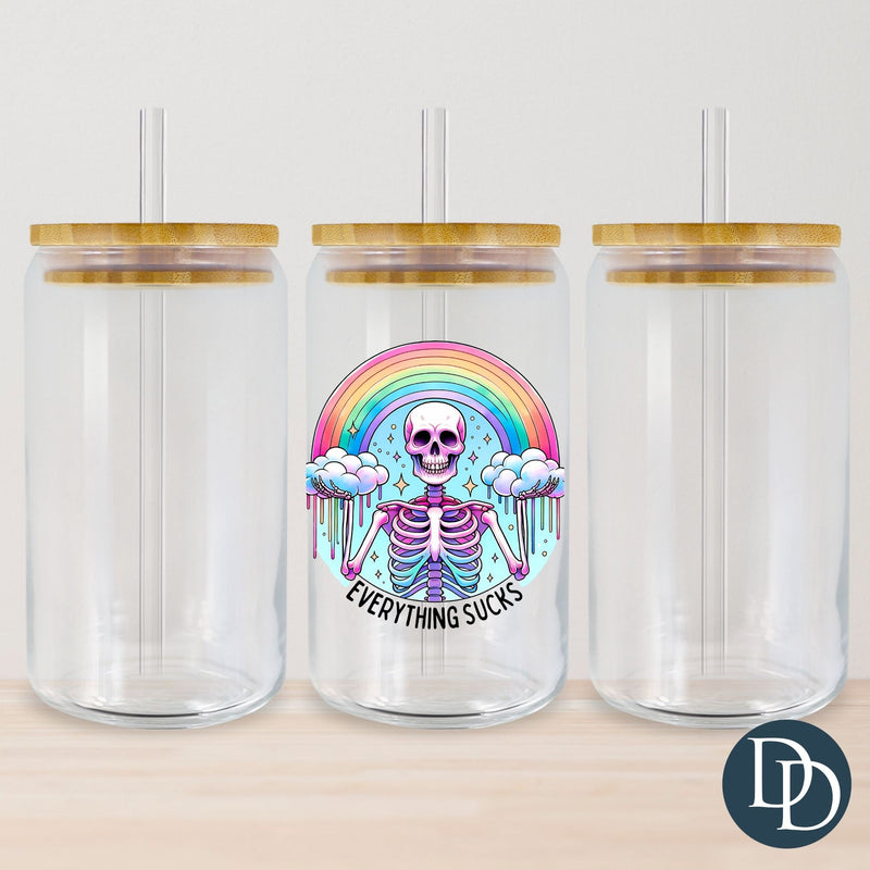 Rainbow Everything Sucks UV DTF Decal