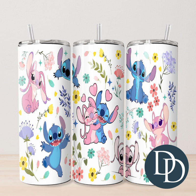 Floral Alien Friends *UV DTF Tumbler Wrap*