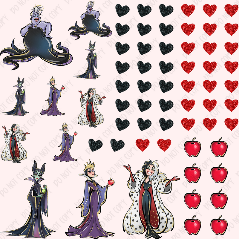 Villains and Glitter Element Sheet UV DTF