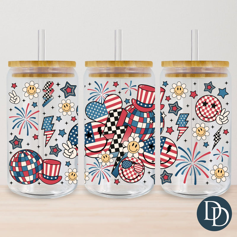 Retro Patriotic Collage UV DTF Cup Wrap