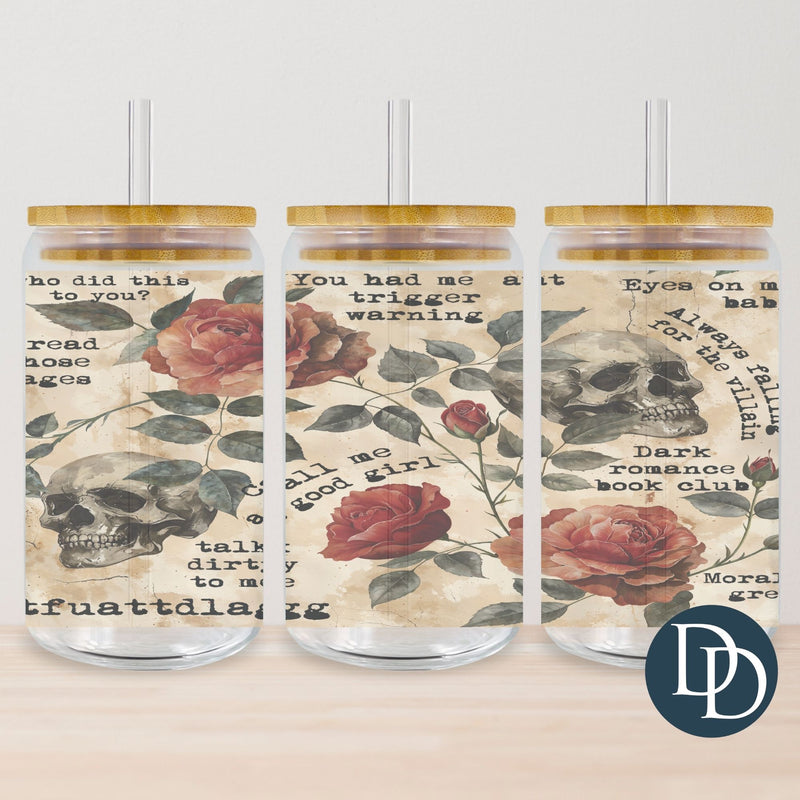 Dark Romance Floral Tumbler Print *Sublimation Print Transfer*