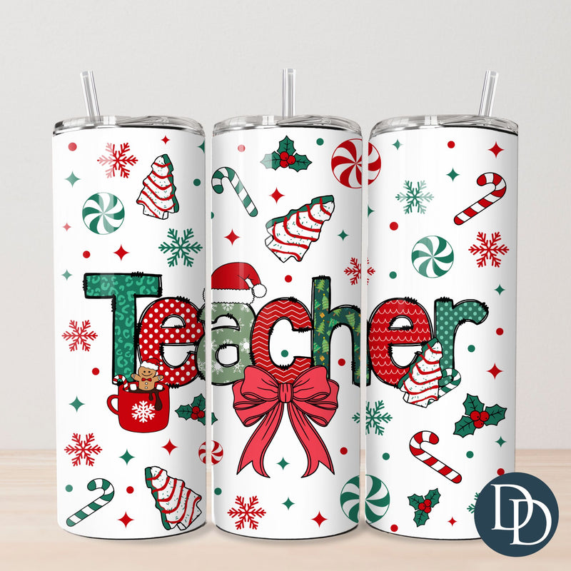 Teacher Christmas Cake *UV DTF Tumbler Wrap*
