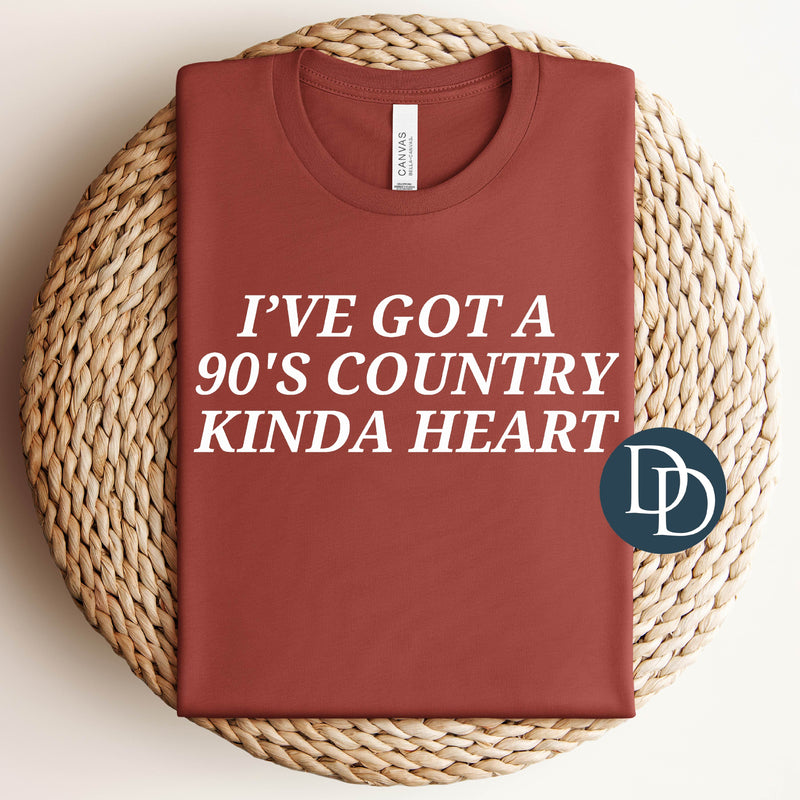 90s Country Kinda Heart (White Ink) *Screen Print Transfer*