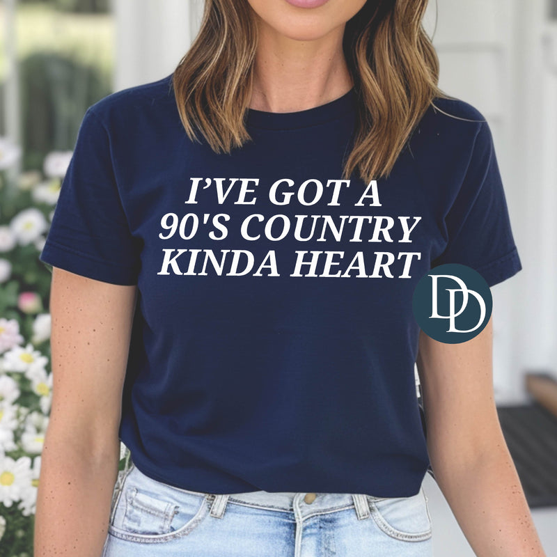 90s Country Kinda Heart (White Ink) *Screen Print Transfer*