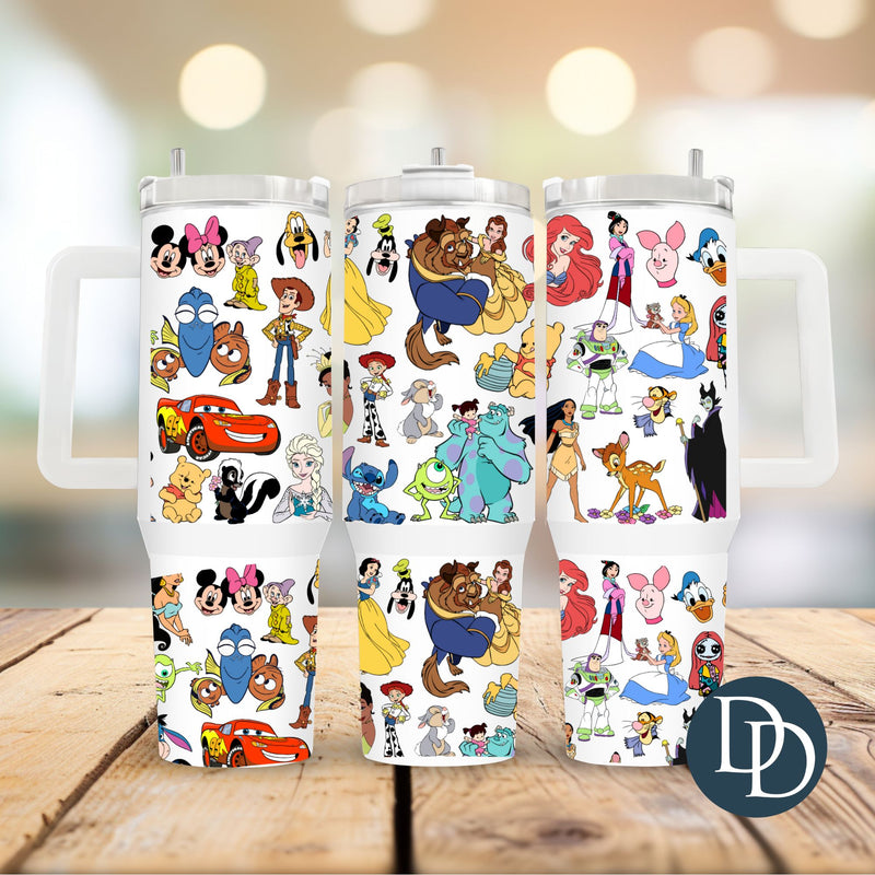 Cartoon Character Collage *UV DTF 40oz Tumbler Wrap*