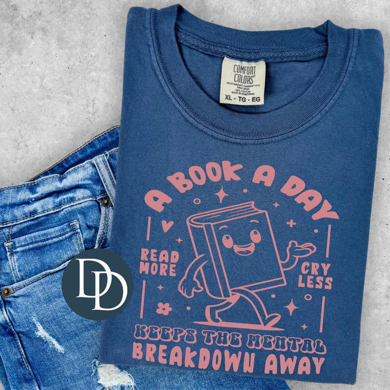 A Book A Day (Dusty Rose Ink) *Screen Print Transfer*