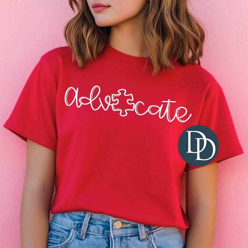 Advocate Autism Awareness (White Ink) *Screen Print Transfer*