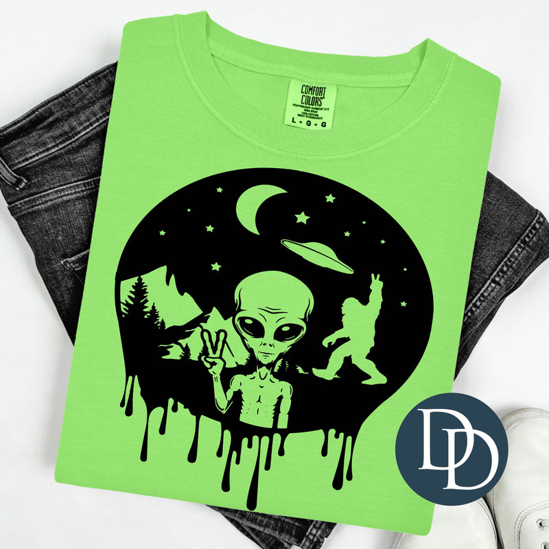 Alien And Yeti Drip (Black Ink) - NOT RESTOCKING - *Screen Print Transfer*
