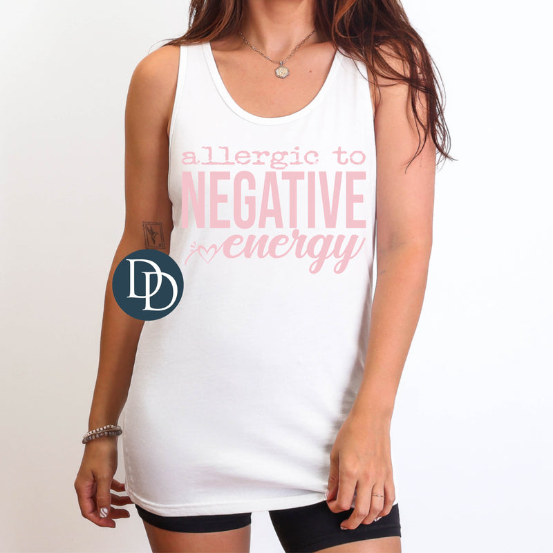 Allergic to Negative Energy with Hat Print (Baby Pink Ink) *Screen Print Transfer*