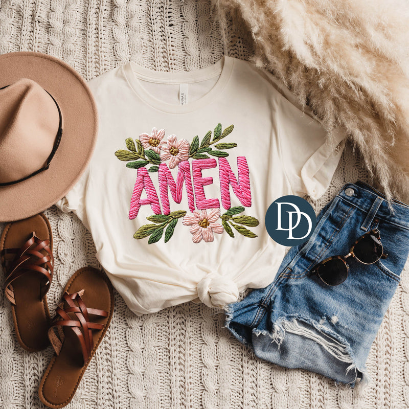 Amen Faux Floral Embroidery *DTF Transfer*