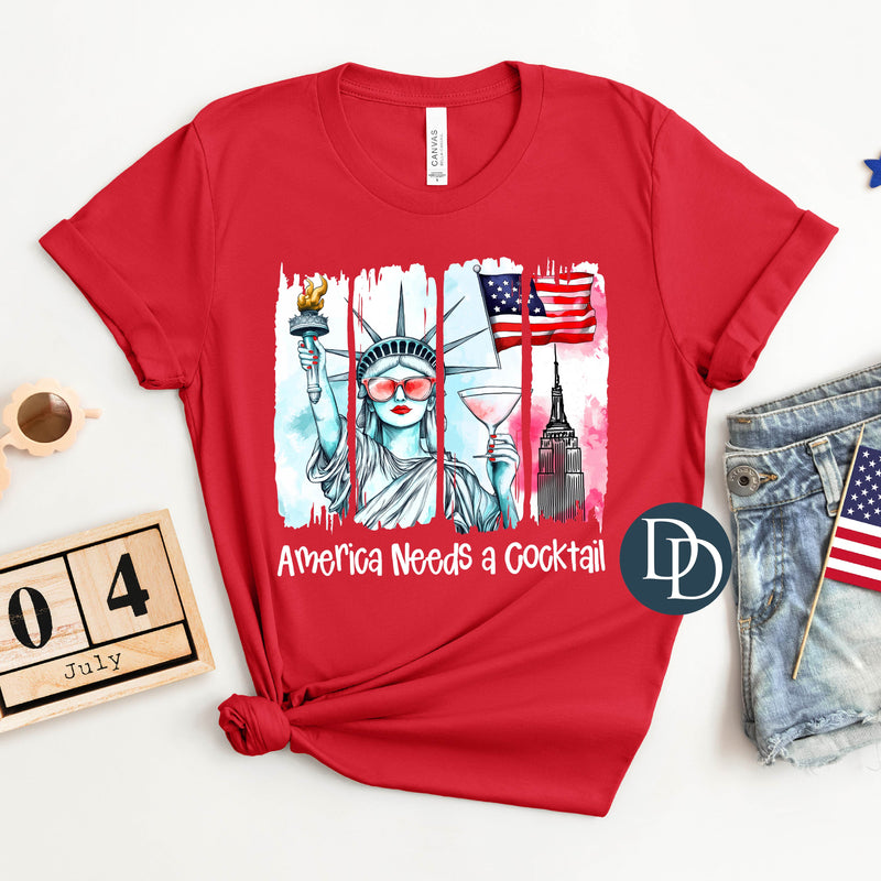 America Needs a Cocktail Red Lip Liberty *DTF Transfer*