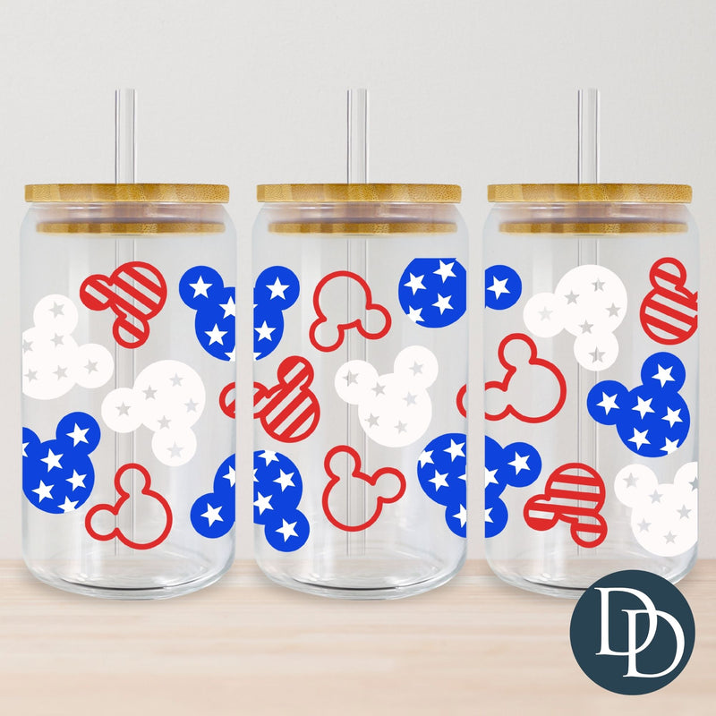 American Flag Mick Mouse Heads *UV DTF Cup Wrap*