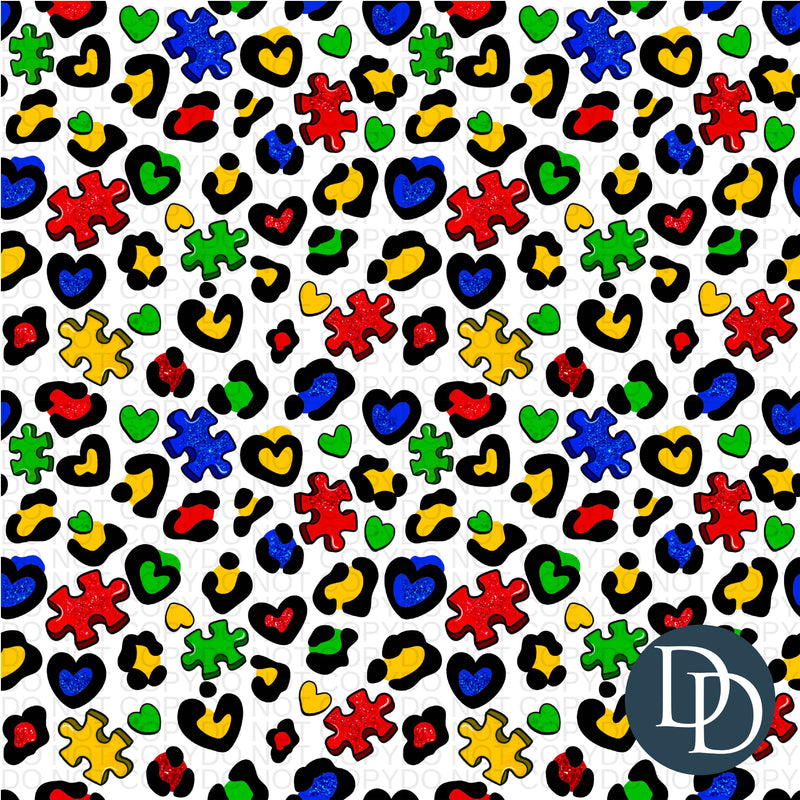 Autism Leopard Faux Glitter *UV DTF Seamless Pattern*