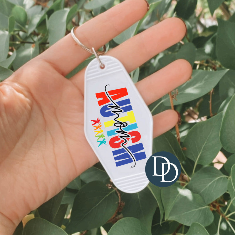 Autism Mom Cursive Knockout *Motel Keychain UV DTF Decal*