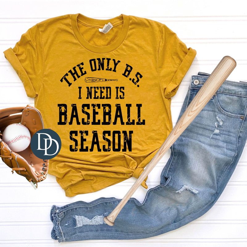 BS Baseball Season Distressed (Black Ink) *Screen Print Transfer*