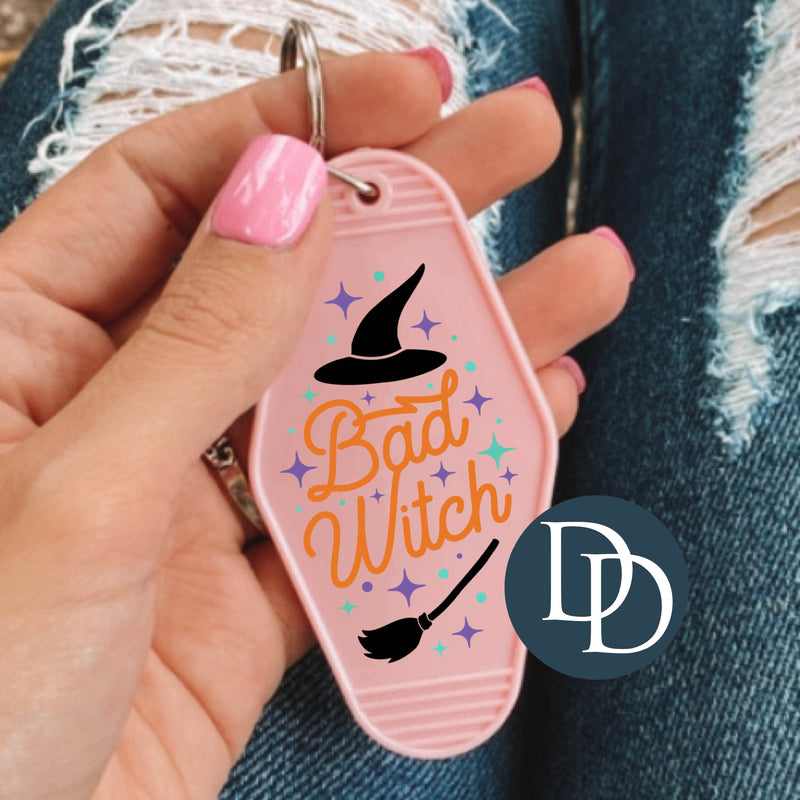 Bad Witch Hat And Broom *Motel Keychain UV DTF Decal*