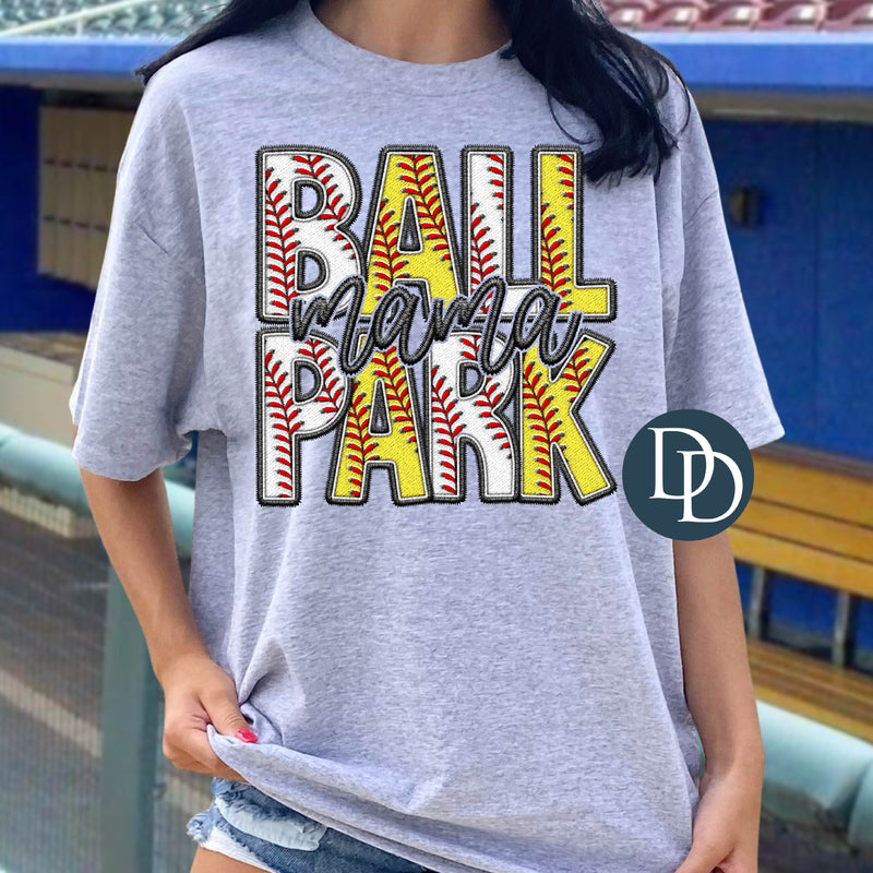Ball Park Mama of Both Faux Embroidery *DTF Transfer*