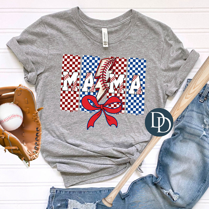 Baseball Mama Checkered Brush Strokes *DTF Transfer*