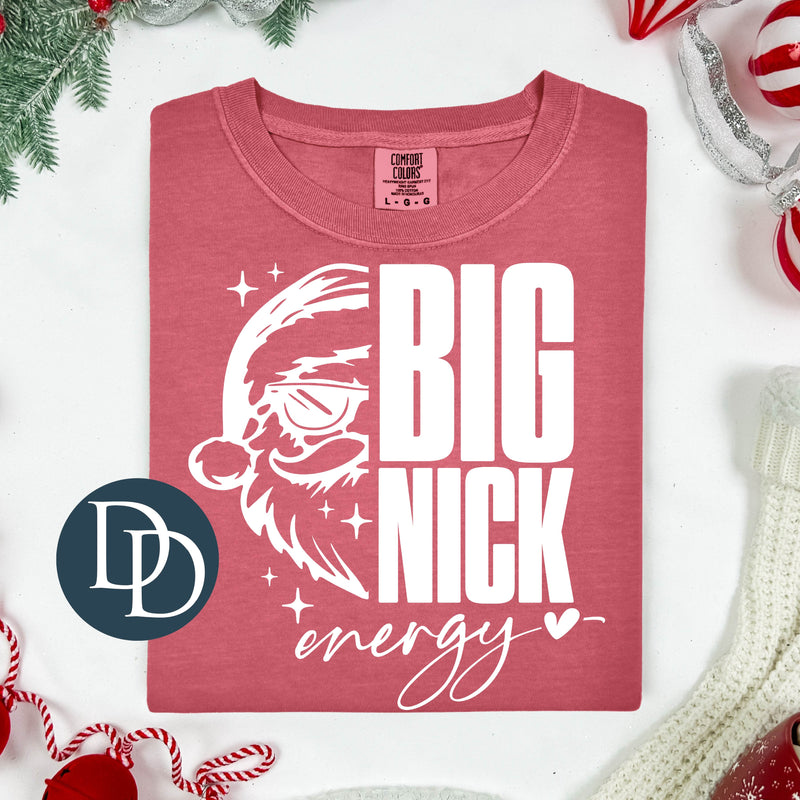 Big Nick Energy Santa Face (White Ink) *Screen Print Transfer*