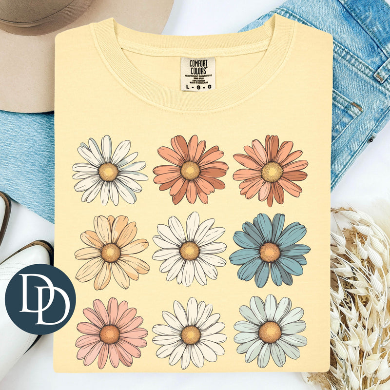 Boho Daisy Floral Squares *DTF Transfer*