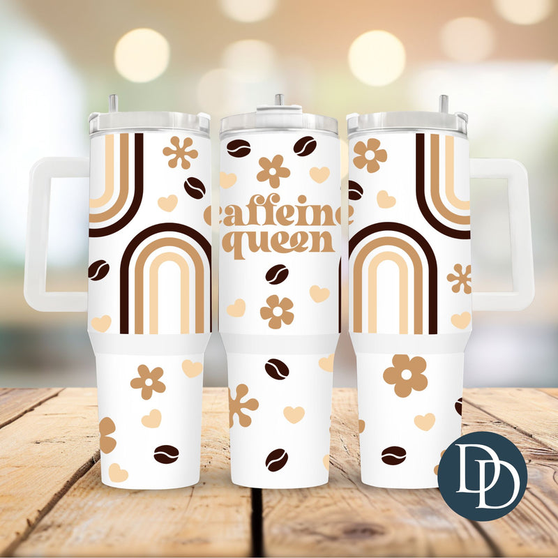Caffeine Queen Nude Rainbow Florals *UV DTF 40oz Tumbler Wrap*