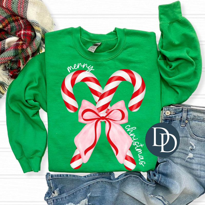 OVERSIZED Candy Cane Bow Merry Christmas *DTF Transfer*