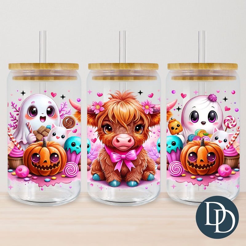 Candy Highland Cow And Ghost Pals *UV DTF Cup Wrap*