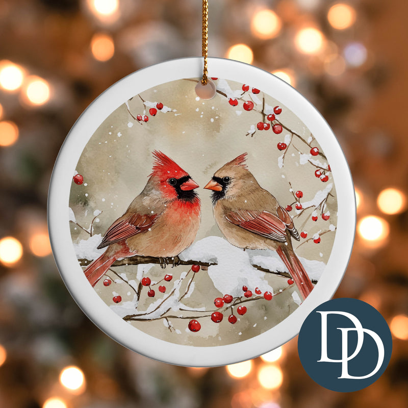 Cardinal Pair In Tree *UV DTF Ornament Decal*