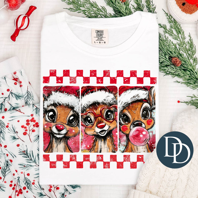 Checkered Rudolph Posters *DTF Transfer*