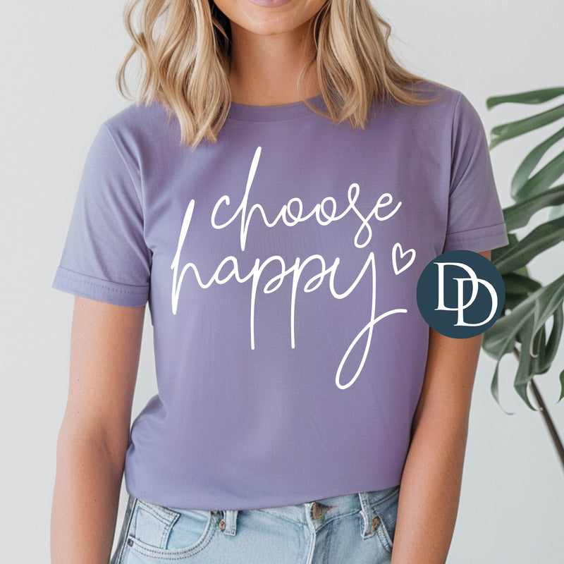Choose Happy Heart (White Ink) *Screen Print Transfer*