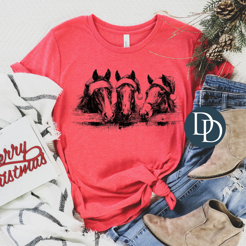 Christmas Horse Fence (Black Ink) *Screen Print Transfer*