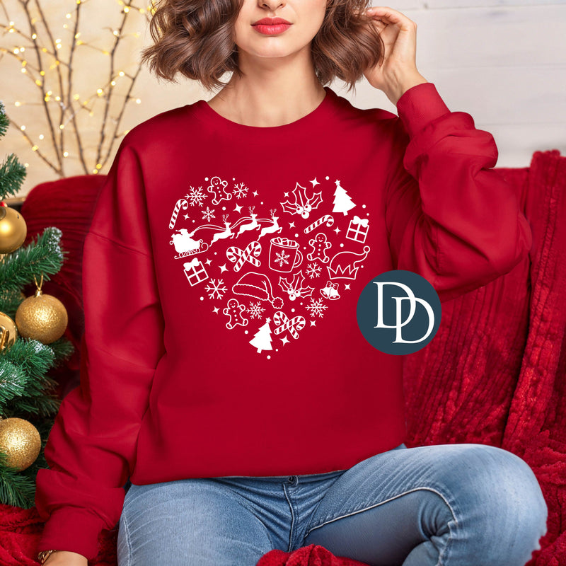 Christmas Icons Heart (White Ink) *Screen Print Transfer*