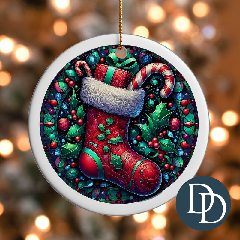 Christmas Stocking Stained Glass *UV DTF Ornament Decal*