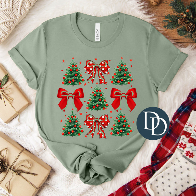 Christmas Trees And Layered Bows Collage *DTF Transfer