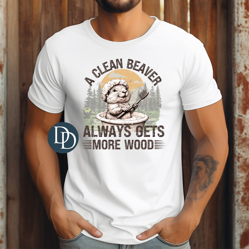 Clean Beaver Wood Washing *DTF Transfer*