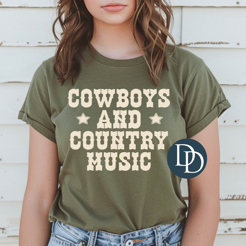 Cowboys Country Music Stars (Beige Ink) *Screen Print Transfer*