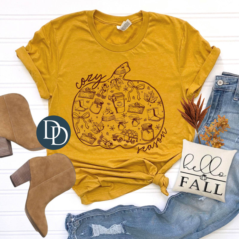 Cozy Season Things Pumpkin (Maroon Ink) *Screen Print Transfer*