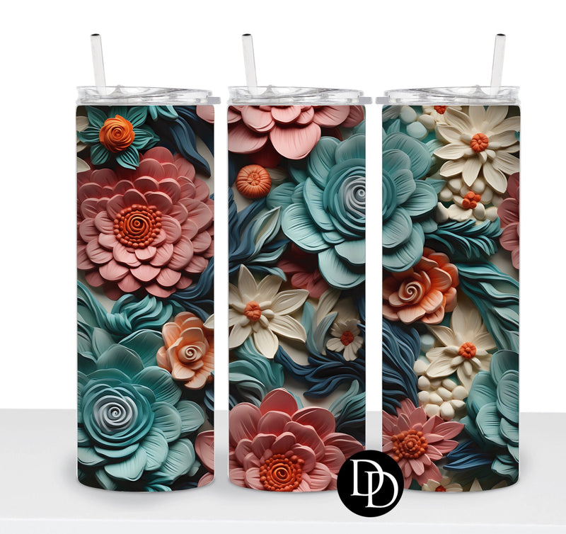 3D Flowers Blue *Sublimation Print Transfer*