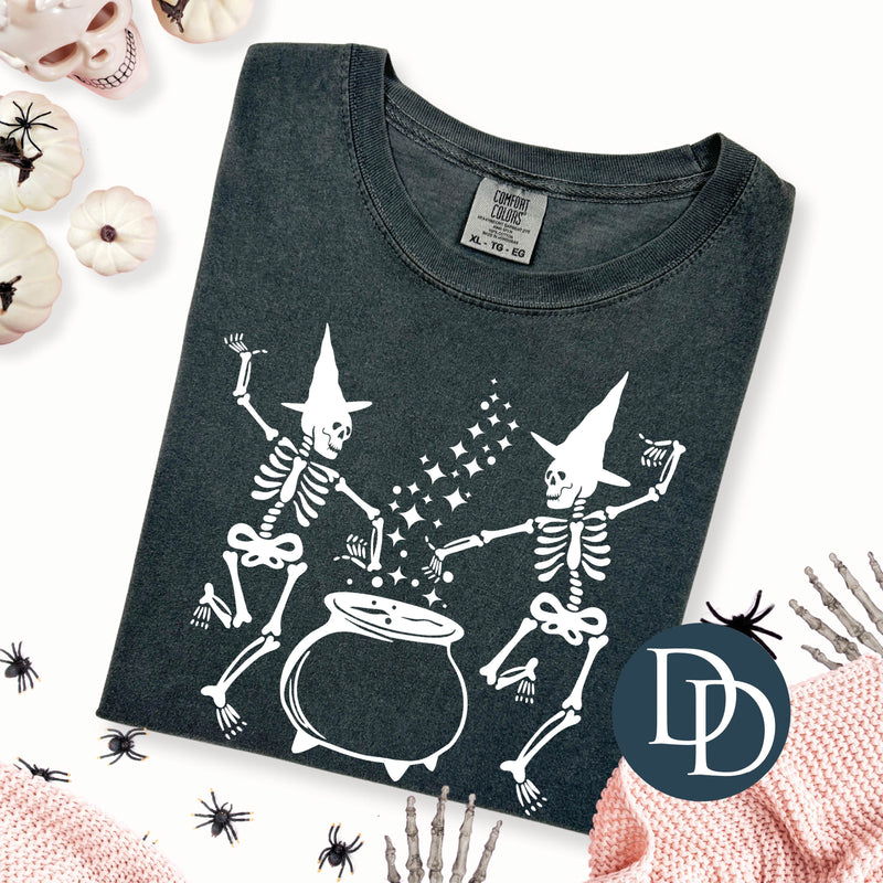 Dancing Skeleton Witches (White Ink) *Screen Print Transfer*