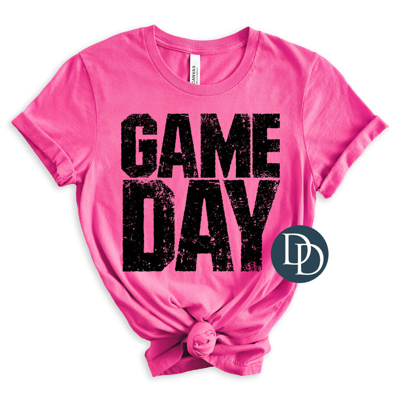 Distressed Game Day Block (Black Ink) *Screen Print Transfer*