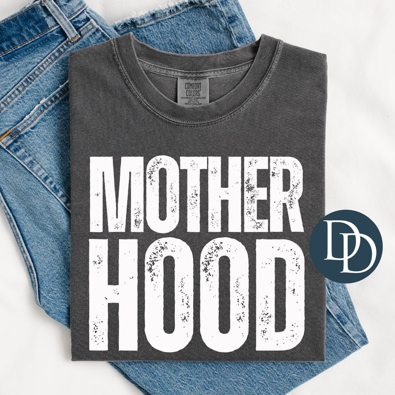 Distressed Motherhood Blocked Lines (White Ink) *Screen Print Transfer*
