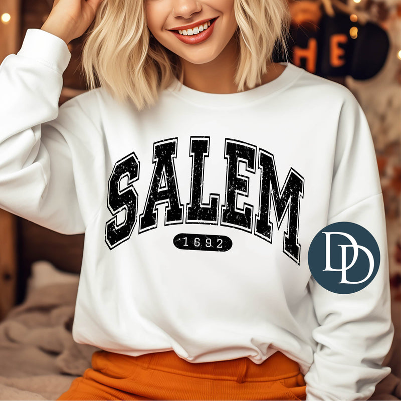 Distressed Salem 1692 (Black Ink) *Screen Print Transfer*