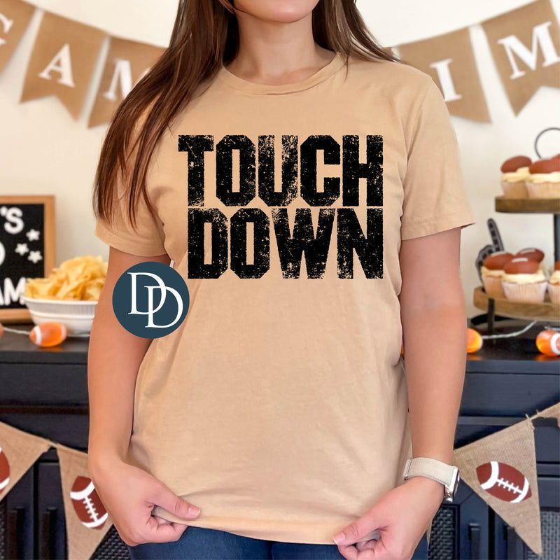 Distressed Touch Down Block (Black Ink) *Screen Print Transfer*