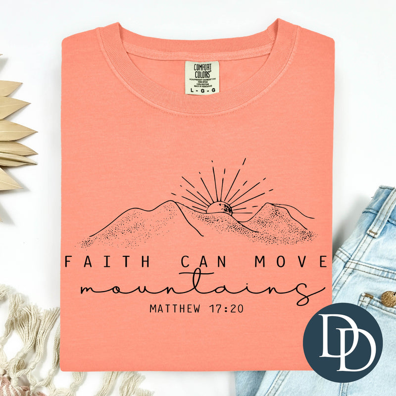 Faith Can Move Mountains Line Drawing (Black Ink) *Screen Print Transfer*
