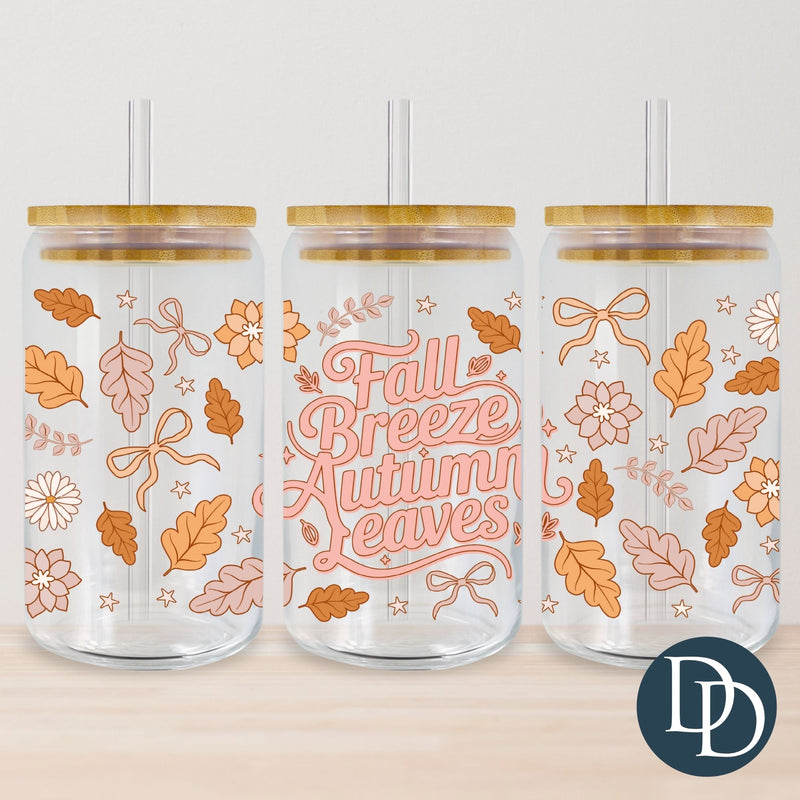 Fall Breeze Autumn Leaves Neutral Boho *UV DTF Cup Wrap*