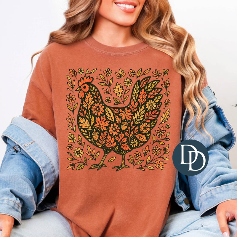 Fall Vintage Chicken Leaves *DTF Transfer*