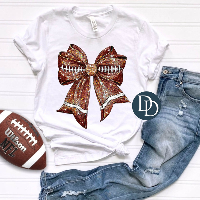 Faux Glitter Football Bow *DTF Transfer*