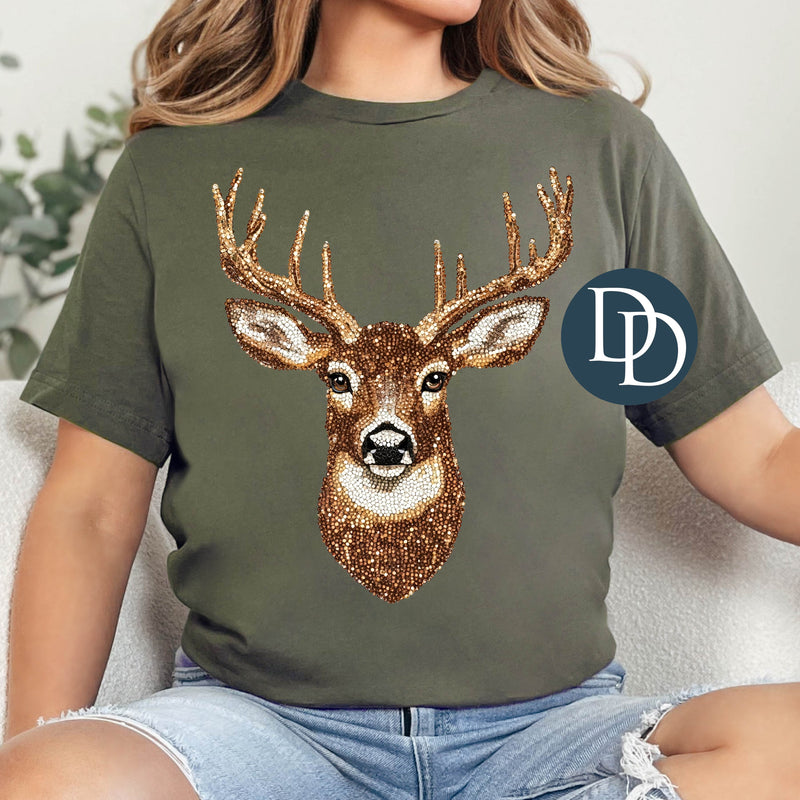 OVERSIZED Faux Rhinestone Buck Head *DTF Transfer*